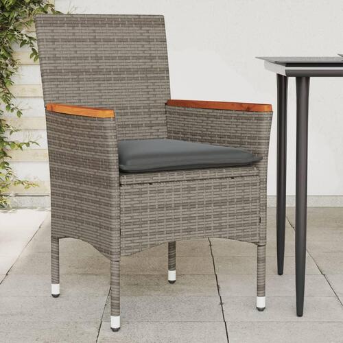 Havestole med hynder 2 stk. polyrattan grå