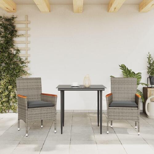 Havestole med hynder 2 stk. polyrattan grå