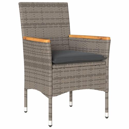 Havestole med hynder 2 stk. polyrattan grå