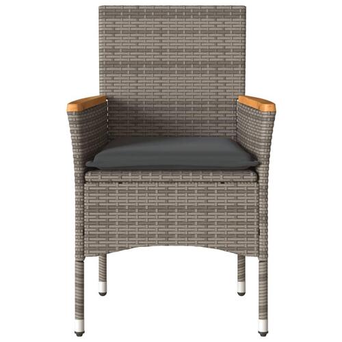 Havestole med hynder 2 stk. polyrattan grå