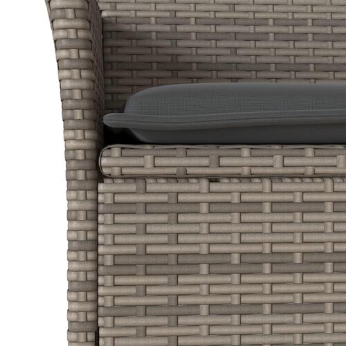 Havestole med hynder 2 stk. polyrattan grå