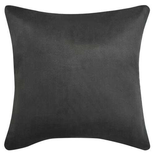 Pudebetræk 4 stk. 80x80 cm polyester imiteret ruskind antracitgrå