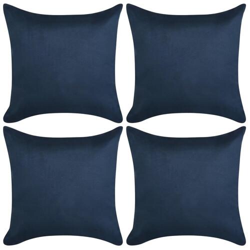 Pudebetræk 4 stk. 40x40 cm polyester imiteret ruskind marineblå
