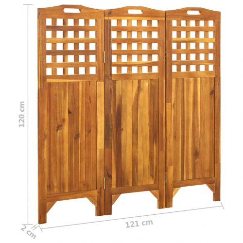 3-panels rumdeler 121x2x120 cm massivt akacietræ