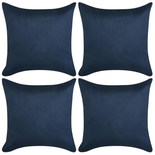 Pudebetræk 4 stk. 80x80 cm polyester imiteret ruskind marineblå