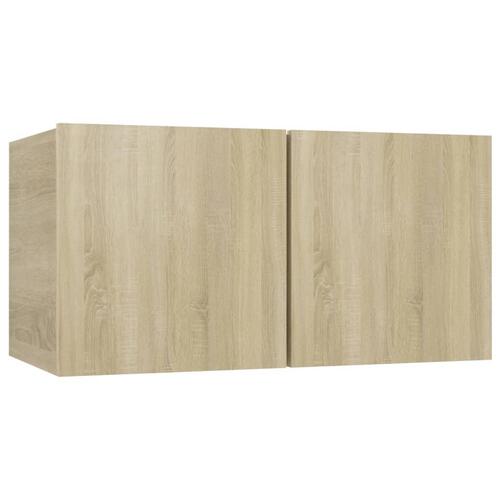 Væghængt tv-bord 37x37x72 cm konstrueret træ sonoma-eg