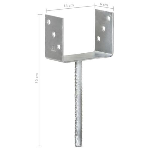 Hegnspløkker 6 stk. 14x6x30 cm galvaniseret stål sølvfarvet
