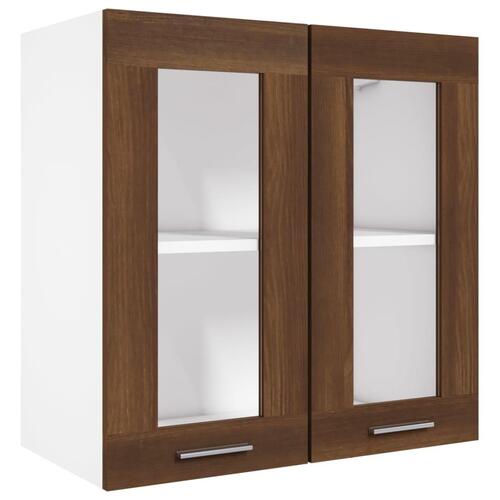 Væghængt glasskab 60x31x60 cm konstrueret træ brun egetræ