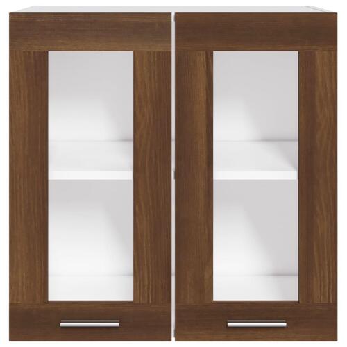Væghængt glasskab 60x31x60 cm konstrueret træ brun egetræ