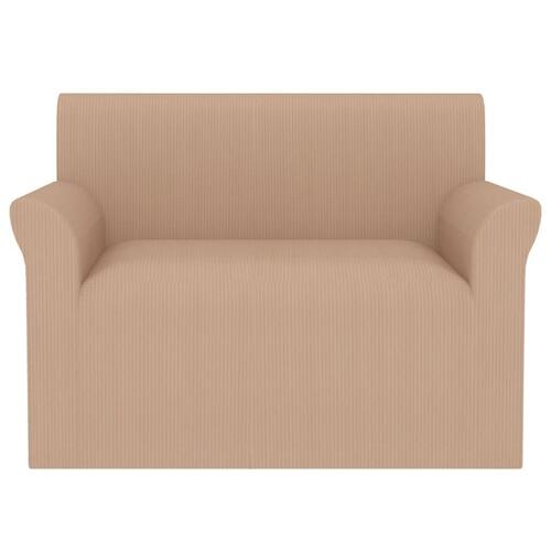 Elastisk sofabetræk beige bredstribet