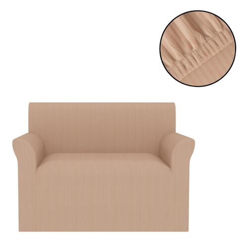 Elastisk sofabetræk beige bredstribet