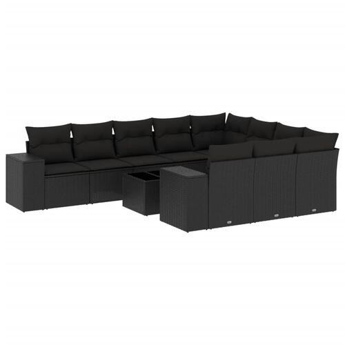Sofasæt til haven 11 dele med hynder polyrattan sort