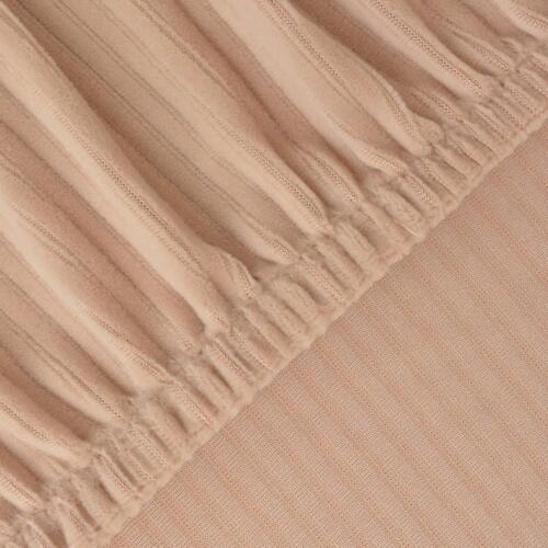 Elastisk sofabetræk beige bredstribet