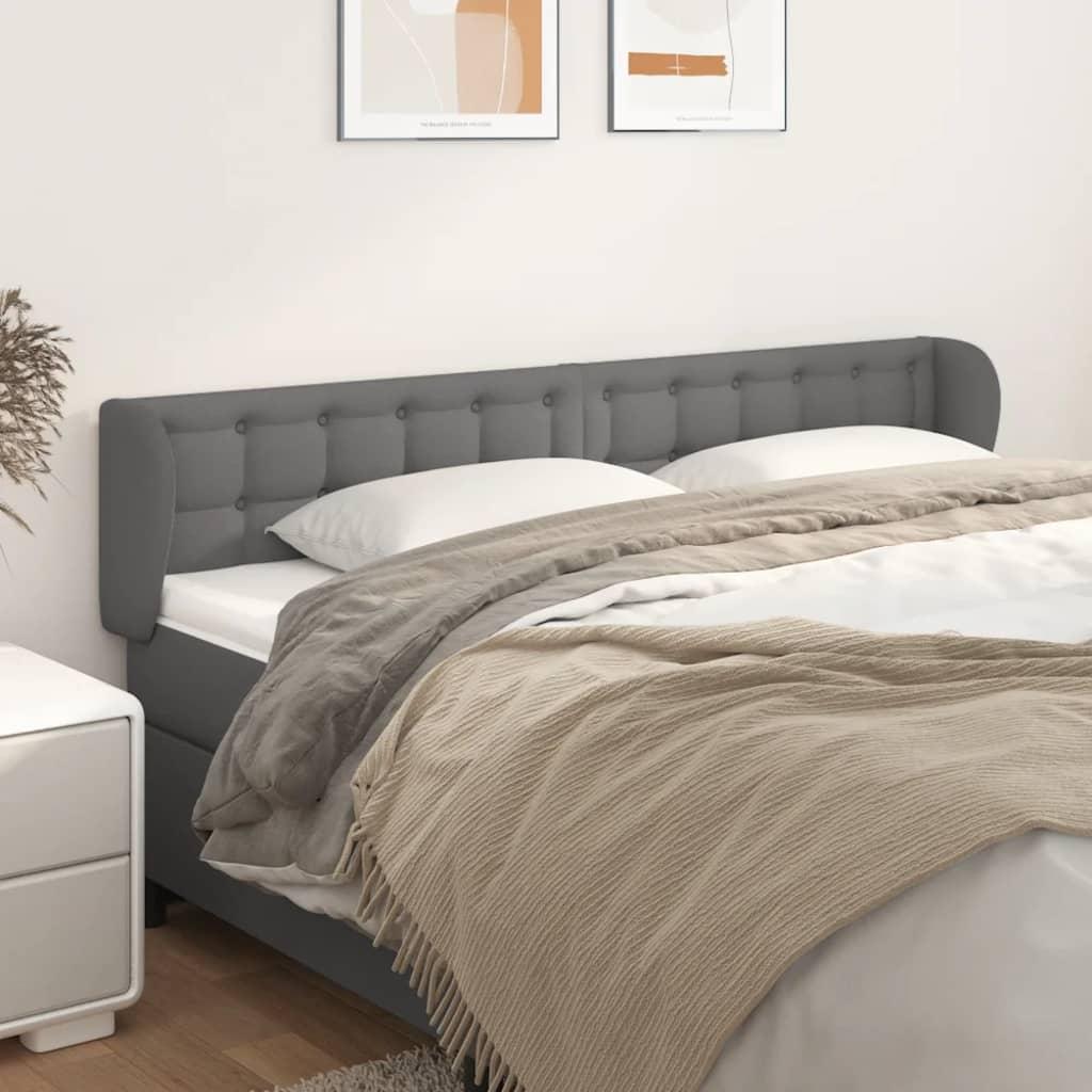 Sengegavl med kanter 183×23×78/88 cm - kunstlæder, grå