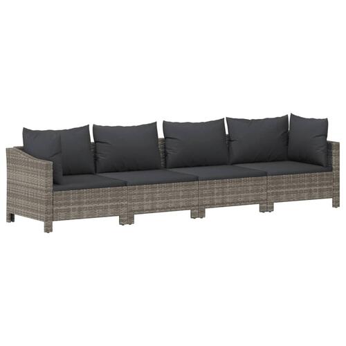 Loungesæt til haven 9 dele med hynder polyrattan grå