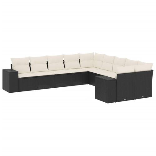 Sofasæt til haven 10 dele med hynder polyrattan sort