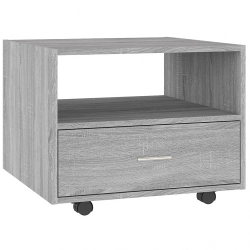 Sofabord med skuffe og hjul 55×55×40 cm - grå sonoma-eg