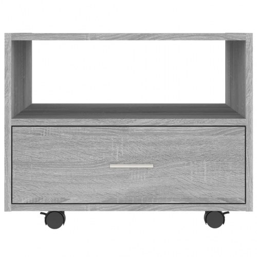 Sofabord med skuffe og hjul 55×55×40 cm - grå sonoma-eg