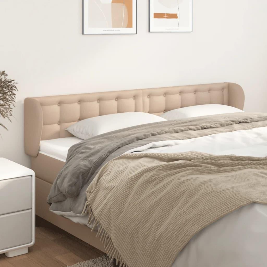 Sengegavl med kanter 183x23x78/88 cm kunstlæder cappuccino billede