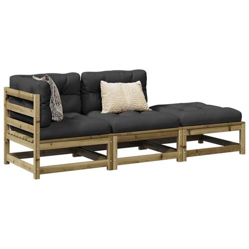 Sofasæt til haven 3 dele med hynder imprægneret fyrretræ