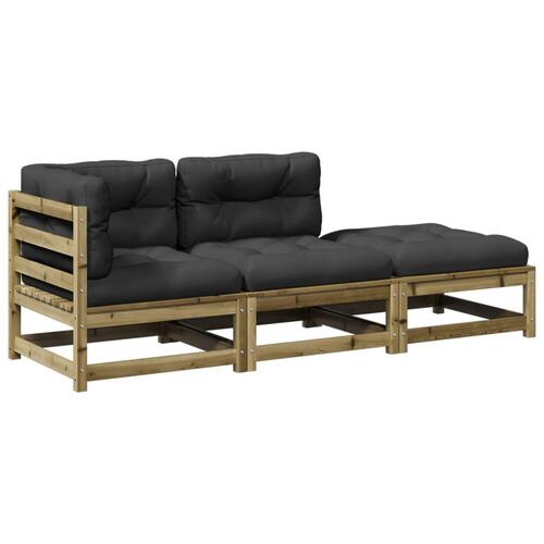 Sofasæt til haven 3 dele med hynder imprægneret fyrretræ