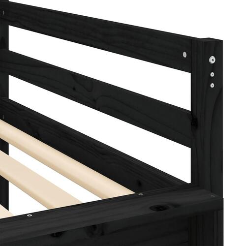 Højseng med gardiner 90x200 cm massivt fyrretræ blå