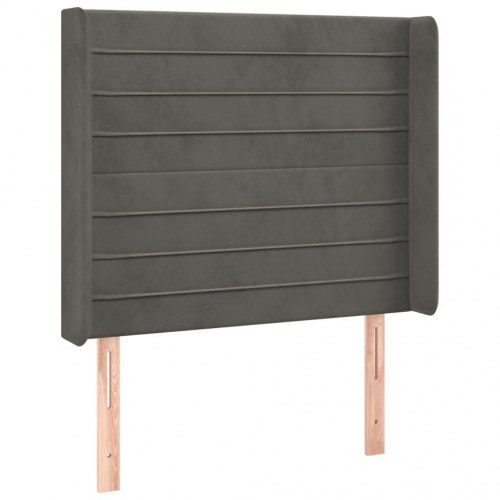 Sengegavl med kanter i fløjl - 103×16×118/128 cm, mørkegrå