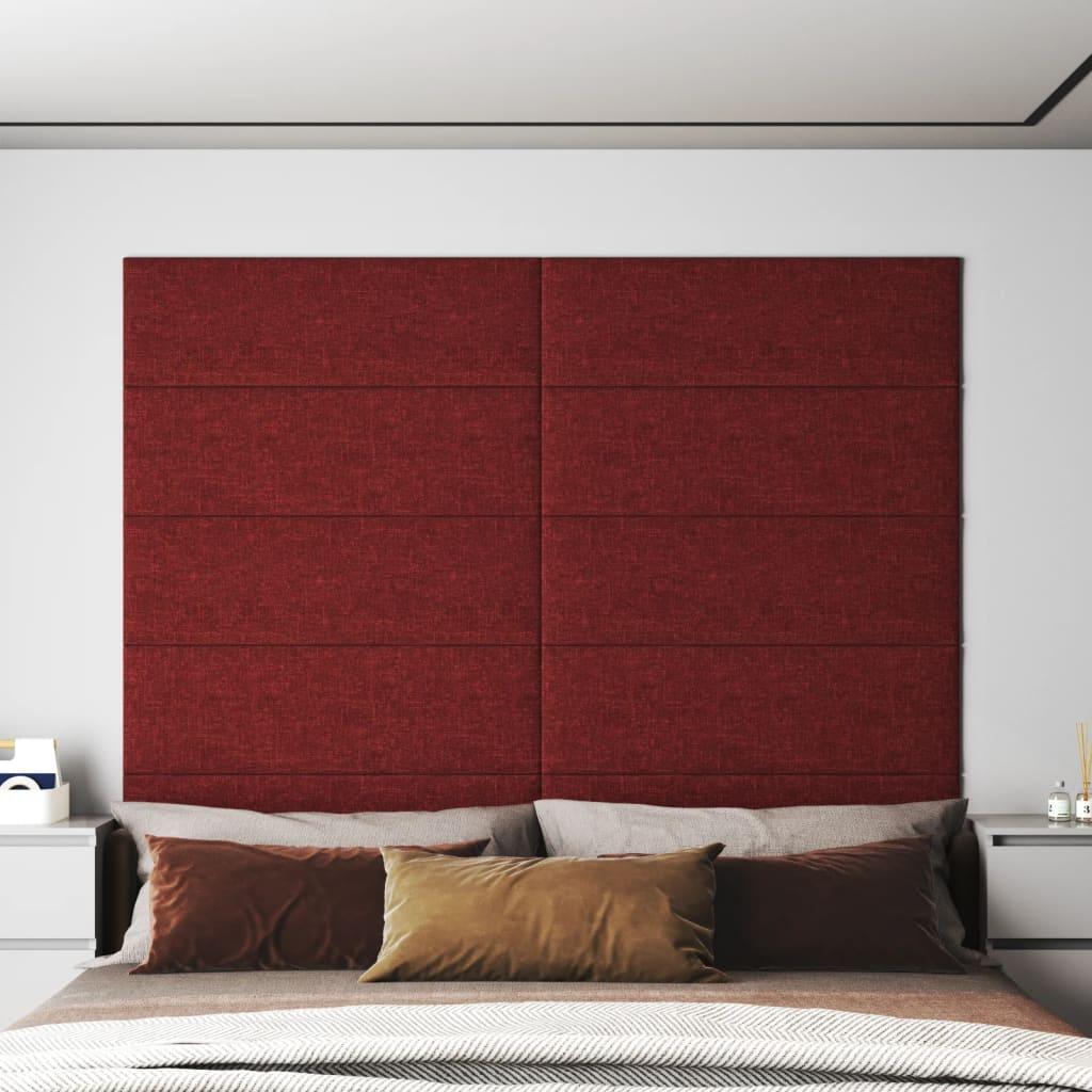 Vægpaneler 12 stk. 90x30 cm 3,24 m² stof vinrød