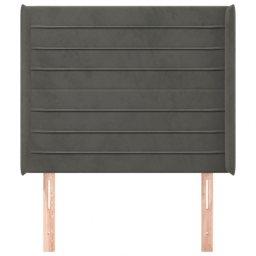 Sengegavl med kanter i fløjl - 103×16×118/128 cm, mørkegrå