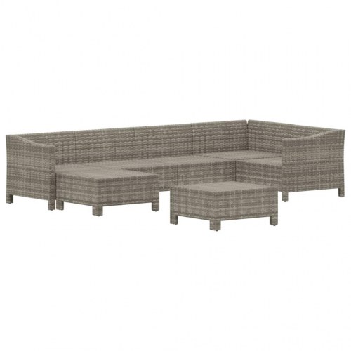 Loungesæt til haven 7 dele med hynder polyrattan grå