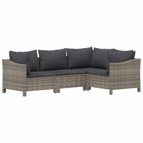 Loungesæt til haven 7 dele med hynder polyrattan grå
