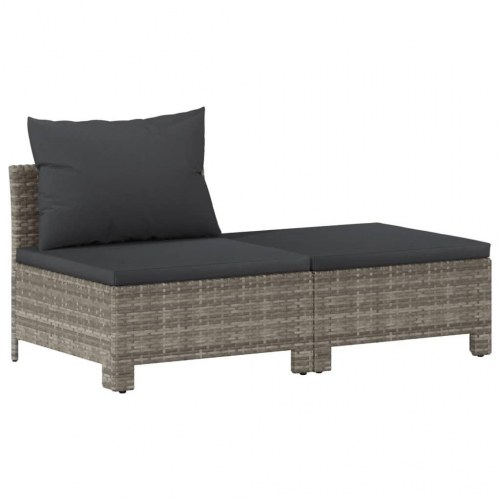 Loungesæt til haven 7 dele med hynder polyrattan grå