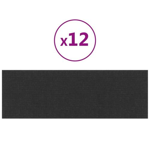 Vægpaneler 12 stk. 90x30 cm 3,24 m² stof sort