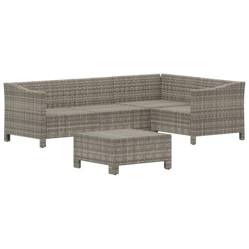Loungesæt til haven 5 dele med hynder polyrattan grå