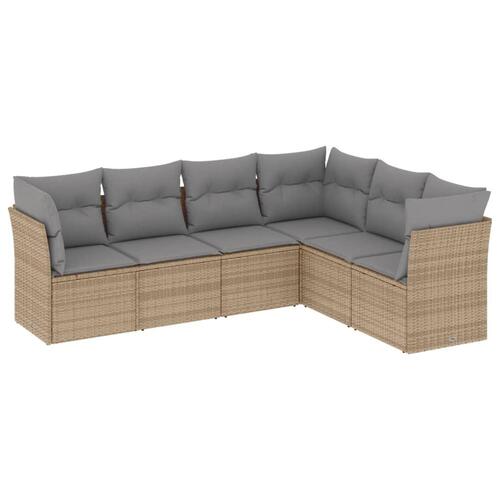 Sofasæt til haven 6 dele med hynder polyrattan beige