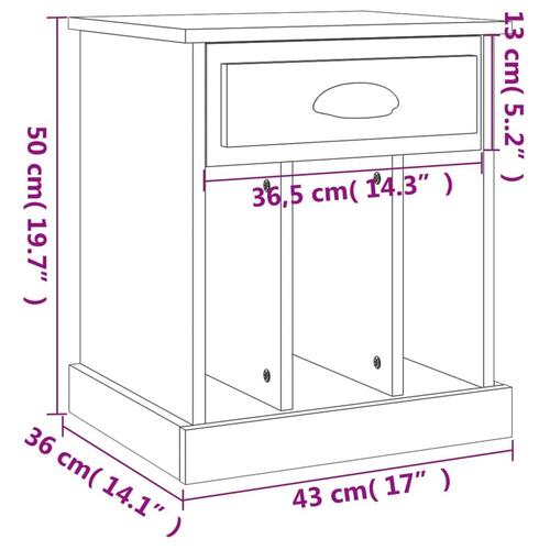 Sengeborde 2 stk. 43x36x50 cm sonoma-eg
