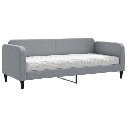 Daybed med madras 80x200 cm stof lysegrå