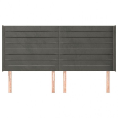 Sengegavl med kanter i fløjl - 203x16x118/128 cm, mørkegrå