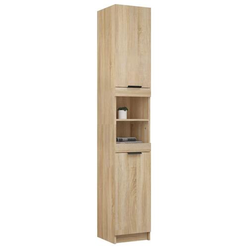 Badeværelsesskab 32x34x188,5 cm konstrueret træ sonoma-eg