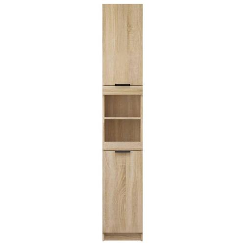 Badeværelsesskab 32x34x188,5 cm konstrueret træ sonoma-eg