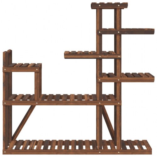 Blomsterstativ i massivt fyrretræ 110 x 25 x 111 cm - karboniseret brun