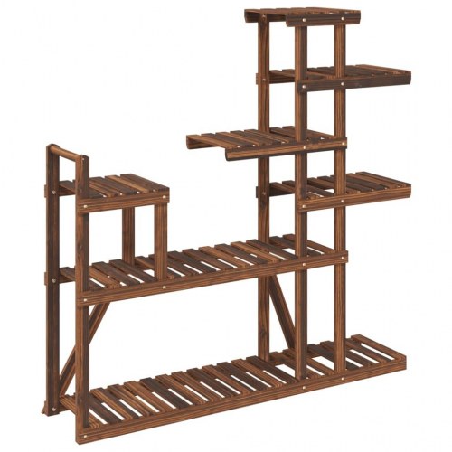 Blomsterstativ i massivt fyrretræ 110 x 25 x 111 cm - karboniseret brun
