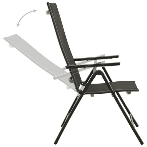 Foldbare havestole 2 stk. textilene og aluminium sort