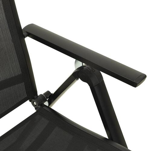 Foldbare havestole 2 stk. textilene og aluminium sort