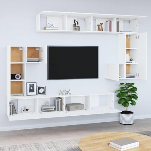 Væghængt tv-bord 37x37x72 cm konstrueret træ hvid