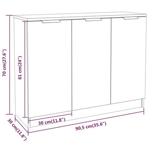 Skænk 90,5x30x70 cm konstrueret træ grå sonoma-eg