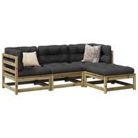 Sofasæt til haven 4 dele med hynder imprægneret fyrretræ