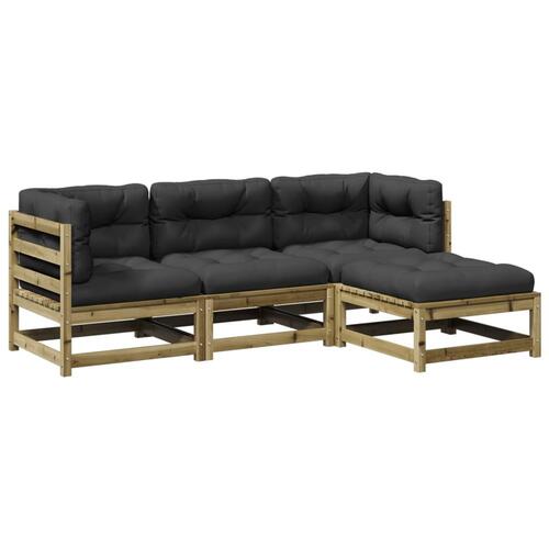 Sofasæt til haven 4 dele med hynder imprægneret fyrretræ