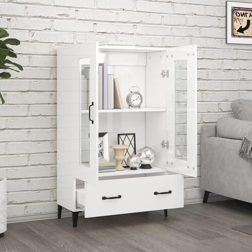 Skab 70x31x115 cm konstrueret træ hvid højglans