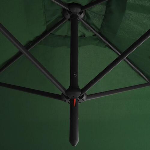 Dobbelt parasol 600x300 cm stålstang grøn